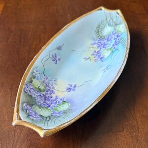 Antique Hutschenreuther Selb Bavaria porcelain serving or vanity tray Violets